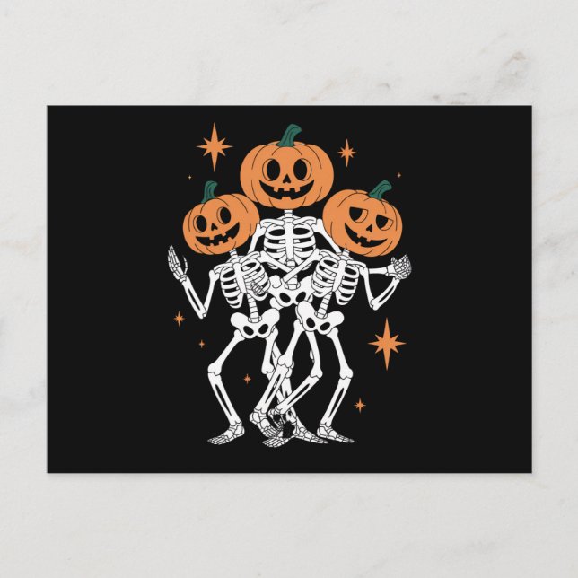 Pumpkin Skeleton Halloween Pumpkin Spooky Season Vykort (Framsida)