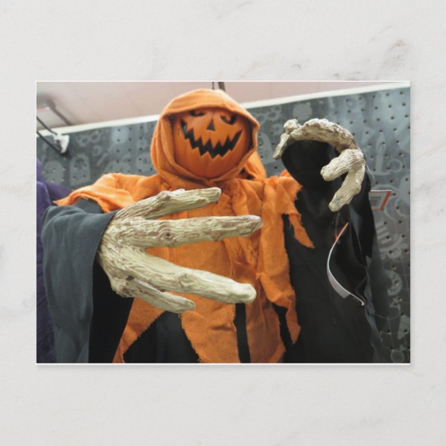 Pumpkin Skeleton Vykort (Framsida)