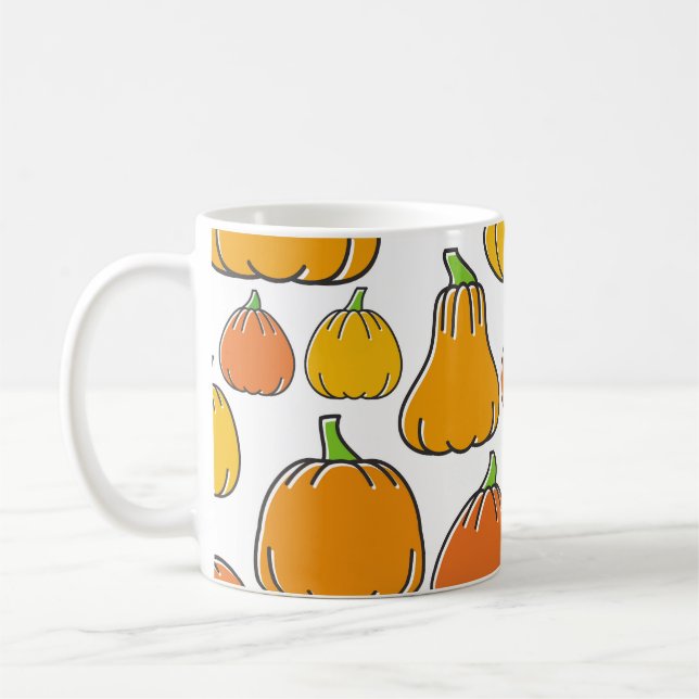 Pumpkin-skörd, säsong vegetabiliska mönster. kaffemugg (Vänster)
