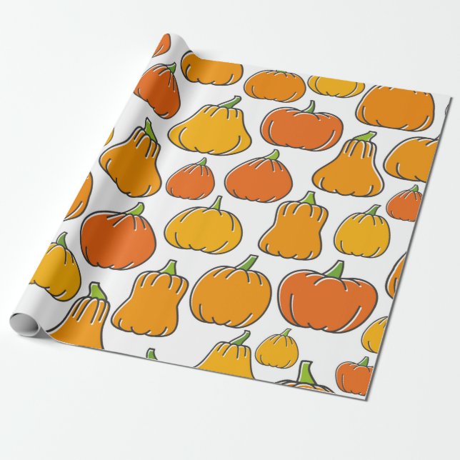 Pumpkin skördar sömlöst mönster. Oron Presentpapper (Utrullad)