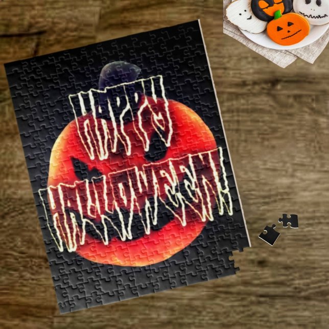 Pumpkin Skrämmer-Wht Pussel (Find a spooky, jigsaw puzzle to work on, while you wait on trick or treaters!)