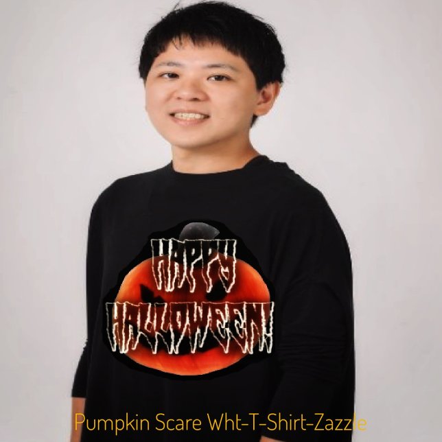 Pumpkin Skrämmer-Wht T Shirt (Skapare uppladdad)