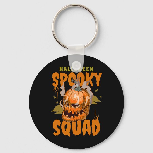 Pumpkin Skull Halloween Spooky Squad Graphic Manar Nyckelring (Framsida)