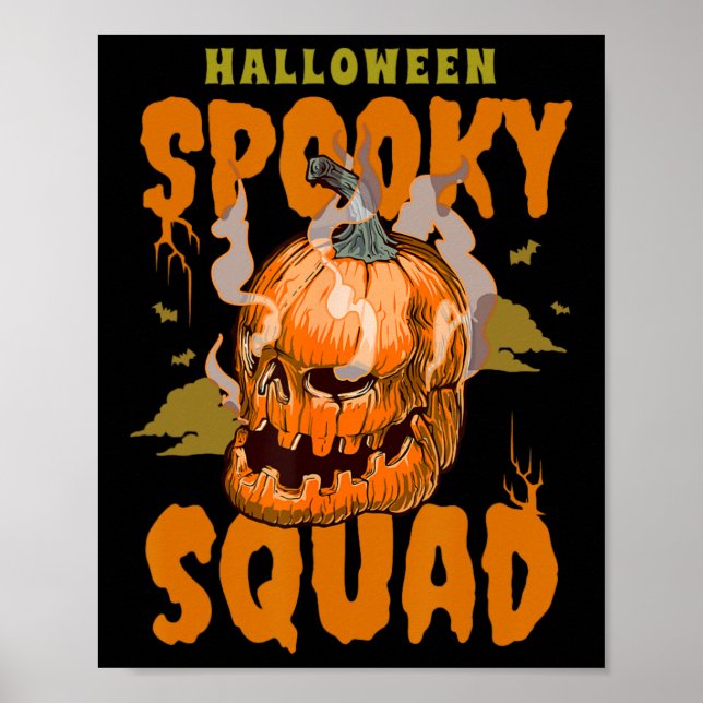 Pumpkin Skull Halloween Spooky Squad Graphic Manar Poster (Framsidan)