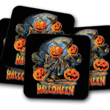 Pumpkin Slasher | Halloween Kork Drink Underlägg