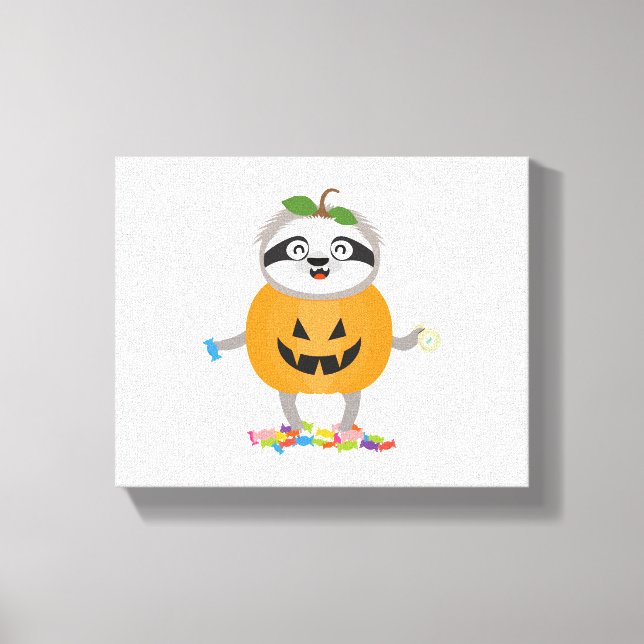 Pumpkin Sloth Halloween Costume Gift Canvastryck (Framsida)