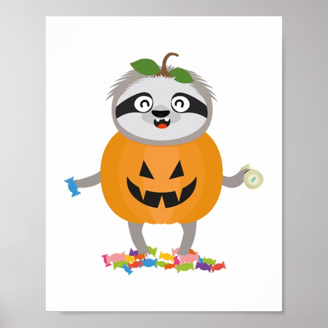 Pumpkin Sloth Halloween Costume Gift Poster (Framsidan)