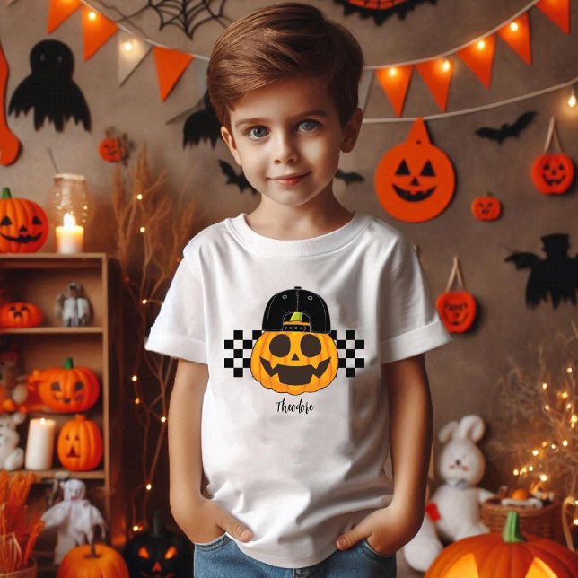 Pumpkin Småbarn Retro Boys Halloween Fall T Shirt (Pumpkin Dude Toddler Retro Boys Halloween Fall Tri-Blend Shirt)
