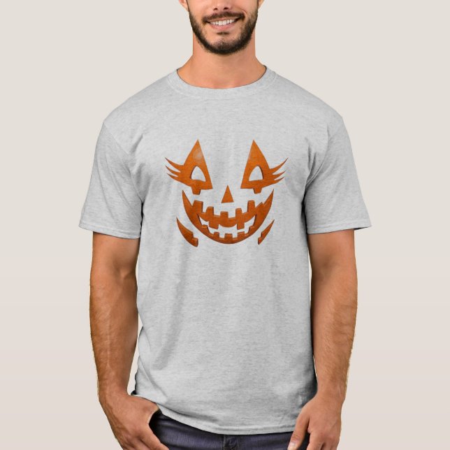 Pumpkin Smile Ansikte T-Shirt | Cute Halloween Tee (Framsida)