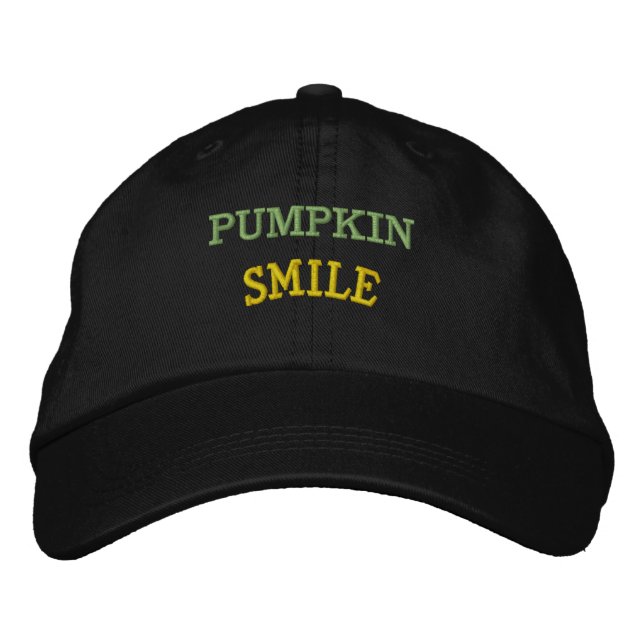 PUMPKIN SMILE Text Svart Färg Halloween Stil-Hat Broderad Keps (Framsida)