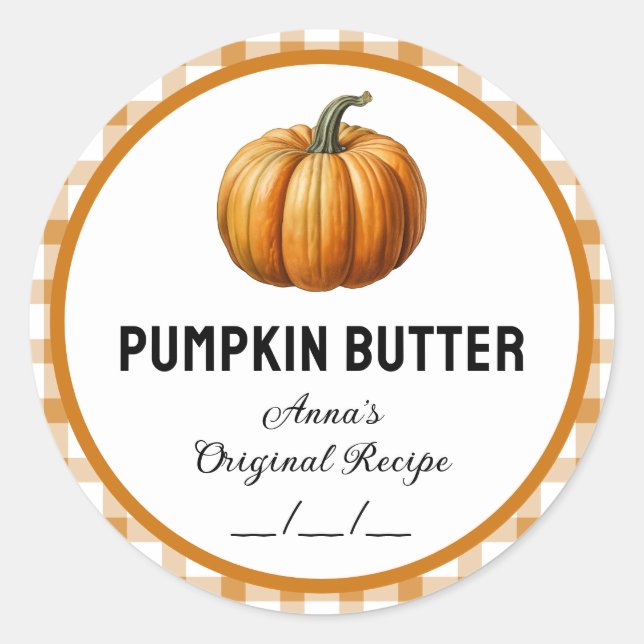 Pumpkin smör med rutigt mönster etikett (Framsida)