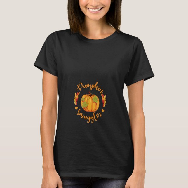 Pumpkin Smuggler Pregnancy Thanksgiving Mom Women T Shirt (Framsida)