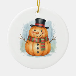 Pumpkin snowman julgransprydnad keramik