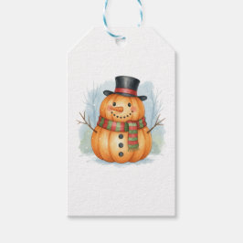Pumpkin snowman presentetikett
