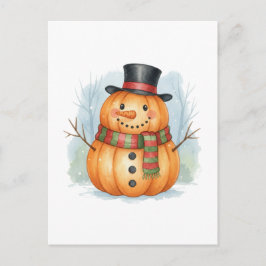 Pumpkin snowman vykort