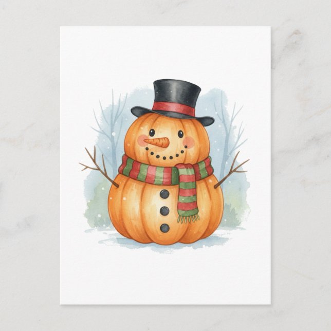 Pumpkin snowman vykort (Framsida)