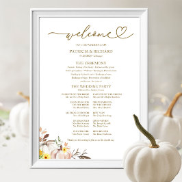 Pumpkin Solros Fall Wedding Program Sign Poster