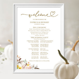 Pumpkin Solros Fall Wedding Program Sign Poster