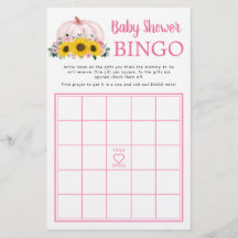 Pumpkin Solros Rosa Baby Shower Bingo Game