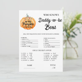 Pumpkin som känner pappa Baby Shower Game Inbjudningar