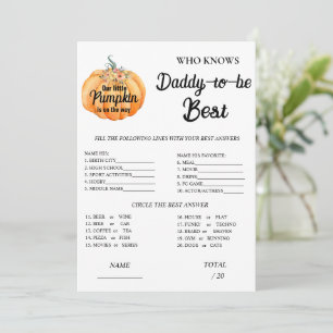 Pumpkin som känner pappa Baby Shower Game Inbjudningar