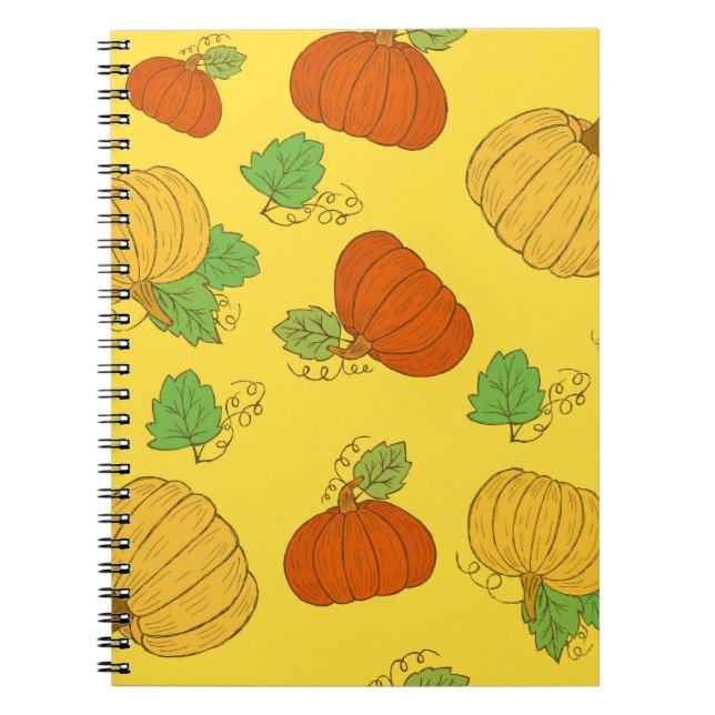 Pumpkin Sömlös mönster. Hand plockade doodle brush Anteckningsbok (Framsidan)