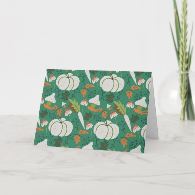 Pumpkin, sömlös mönster-morötter och svampar kort (Framsida)