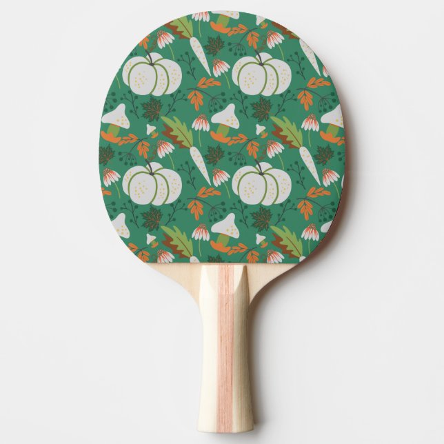 Pumpkin, sömlös mönster-morötter och svampar pingisracket (Framsidan)