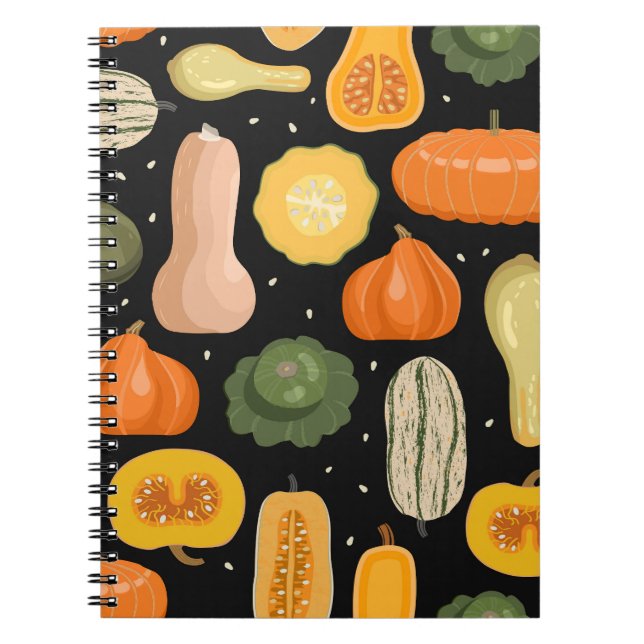Pumpkin-sorter, skarpsinnig illustration på hösten anteckningsbok (Framsidan)