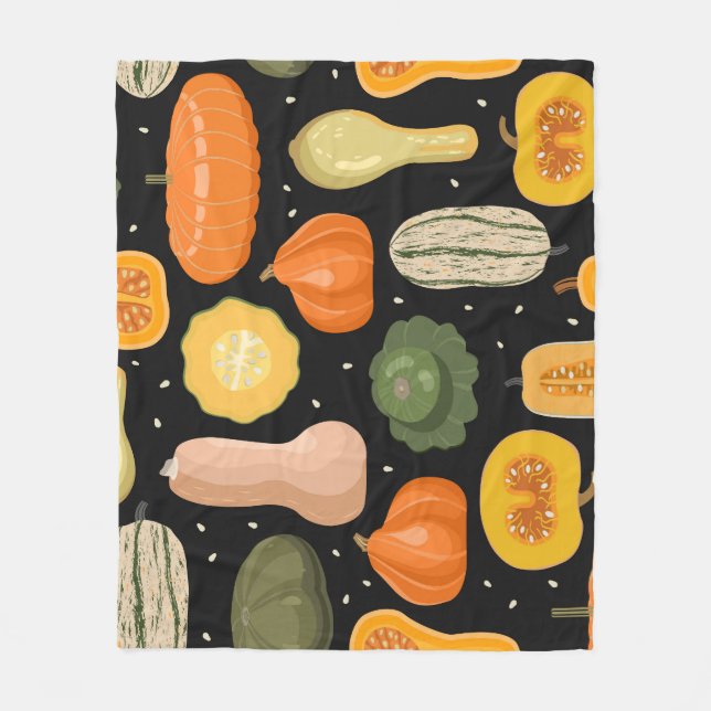 Pumpkin-sorter, skarpsinnig illustration på hösten fleecefilt (Framsidan)