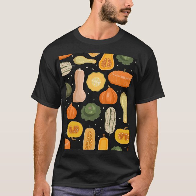 Pumpkin-sorter, skarpsinnig illustration på hösten t shirt (Framsida)