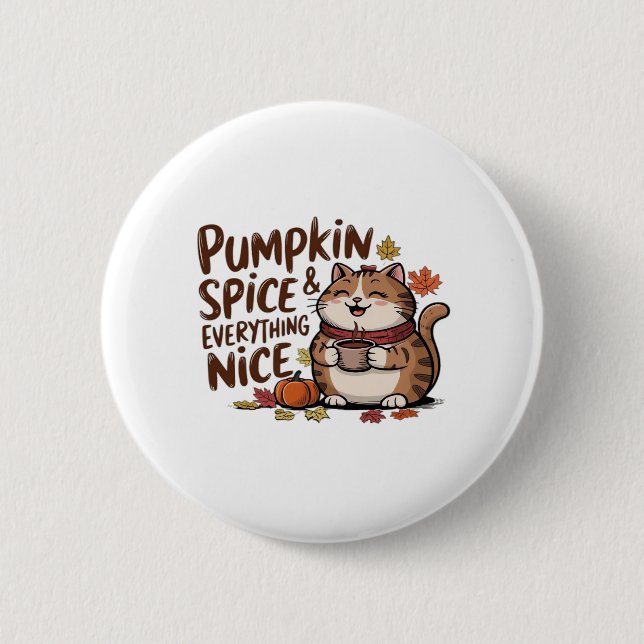 Pumpkin Spa och allt fint Cute Tjock Cat Aut Knapp (Framsida)