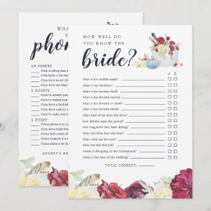 Pumpkin-spel för dubbelsidig Möhippa på hösten Inbjudningar