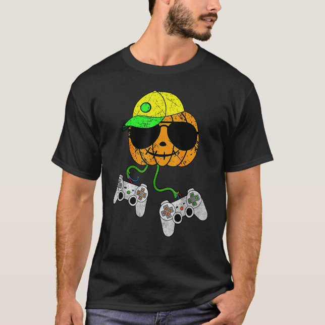 Pumpkin-spelarkoder för Halloween-videospel T Shirt (Framsida)