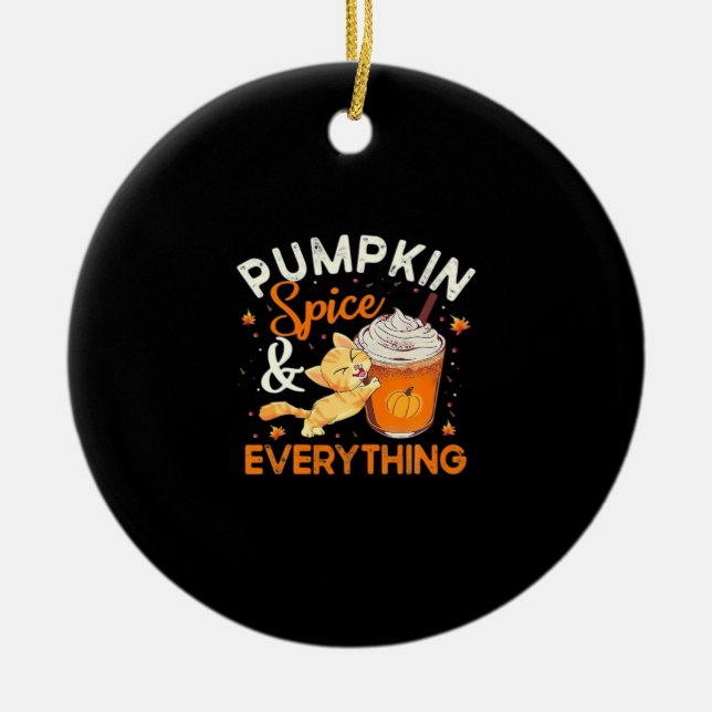 Pumpkin Spice All Cat Lover Classic Julgransprydnad Keramik (Framsidan)