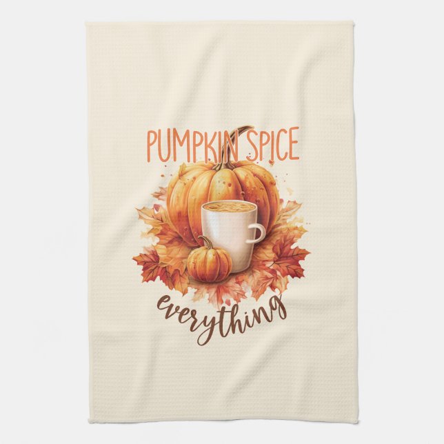 Pumpkin Spice All - Latte & Autumn Foliage Kökshandduk (Vertikal)