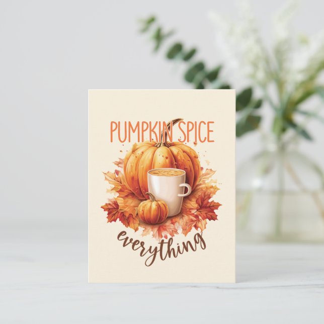 Pumpkin Spice All - Latte & Autumn Foliage Vykort (Stående Fram)