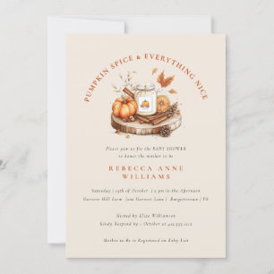 Pumpkin Spice & All Nice - Fall Baby Shower Inbjudningar
