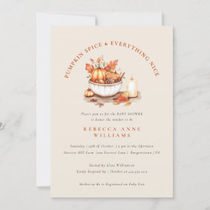 Pumpkin Spice & All Nice - Fall Baby Shower Inbjudningar