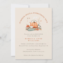 Pumpkin Spice & All Nice - Fall Baby Shower Inbjudningar