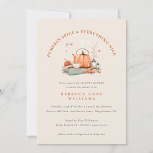 Pumpkin Spice & All Nice - Fall Baby Shower Inbjudningar