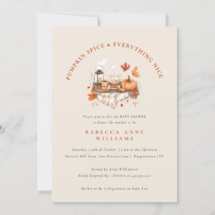 Pumpkin Spice & All Nice - Fall Baby Shower Inbjudningar