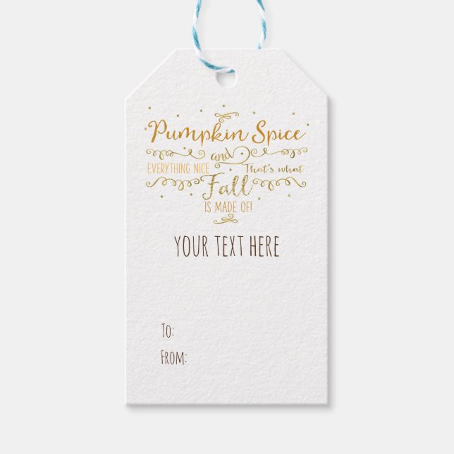 Pumpkin Spice & All Nice Fall Presentetikett (Framsidan)