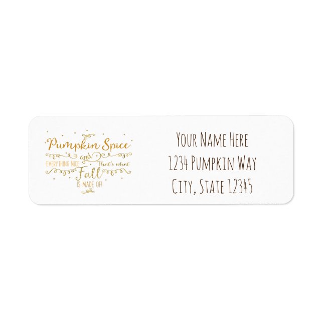 Pumpkin Spice & All Nice Fall Returadress Etikett (Framsidan)