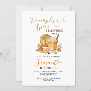 Pumpkin Spice & All Nice faller 1:a födelsedag Inbjudningar