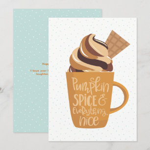 Pumpkin Spice & All Nice Latte Thanksgiving Julkort