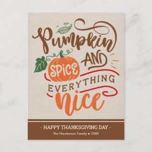 Pumpkin Spice & All Nice Thanksgiving Card Vykort