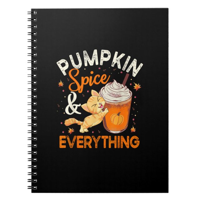 Pumpkin Spice All Shirt Cat Lover Cute Autu Anteckningsbok (Framsidan)