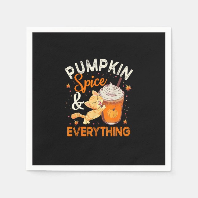Pumpkin Spice All Shirt Cat Lover Cute Autu Pappersservett (Framsidan)