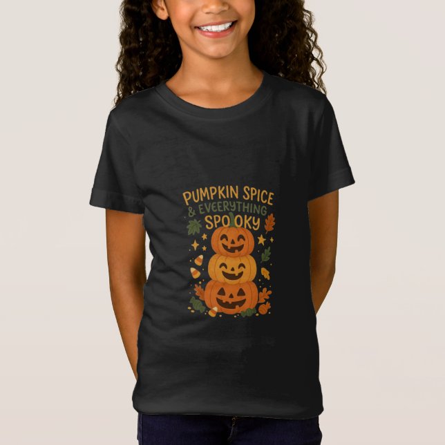 Pumpkin Spice & All Spooky T Shirt (Framsida)